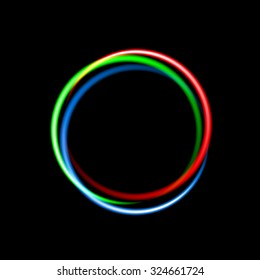 Red, blue and green neon circles abstract background. Vector illustration EPS10