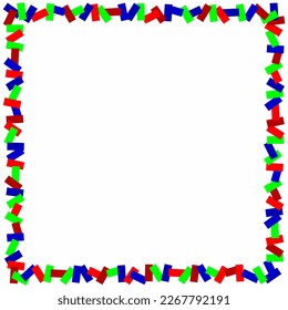 Red, blue, green rectangles shapesand white background color. Suitable for social media post and web internet ads. Template layout. Frame, boarder for text, picture, advertisement. Empty space.