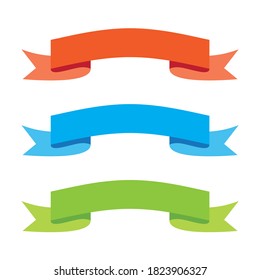 Red, blue and green ribbons, flat vector illustration.