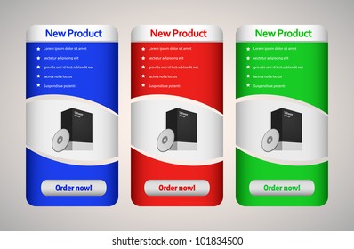 Red, Blue, Green Software Banner Set with box and cd or dvd