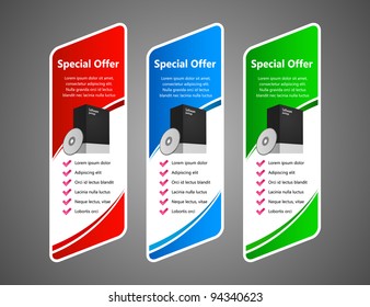 Red, Blue, Green Software Banner Set with box and cd or dvd