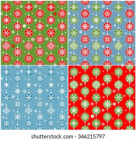 Papel de pared rojo, azul y verde con burbujas colgantes para las vacaciones de invierno