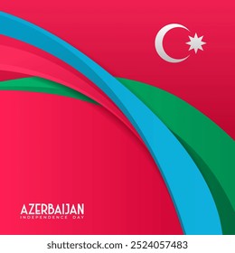 Red blue and green wavy shapes in 3d style, suitable for Azerbaijan Independence Day