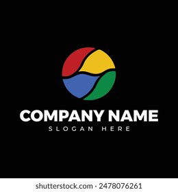 Red Blue Green Yellow colour circle rotation logo template vector design 