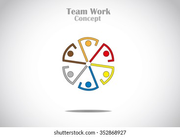 red blue green yellow orange black multi colored human icons promising or committing to work together as a team - teamwork concept illustration icon background