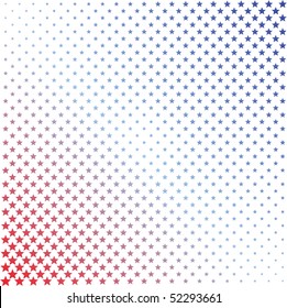 Red and blue halftone stars background illustration