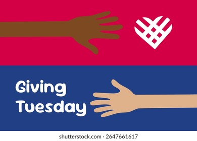 red and blue with hand giving tuesday background