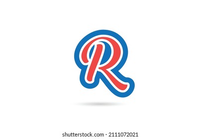 red blue handwritten R alphabet letter logo icon design. Creative template for business and company