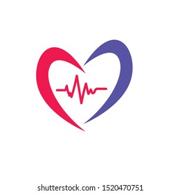 Red and Blue Heart Logo Vector Illustration