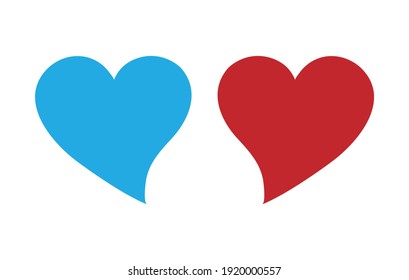 Red and blue heart vector isolated on white background