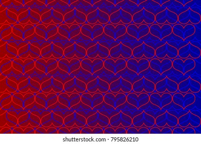 Red and blue heart vector pattern - red and blue pattern on a red and blue background