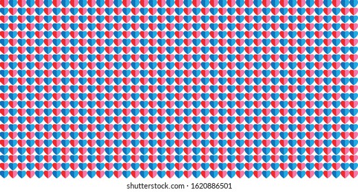 Red and blue hearts pattern