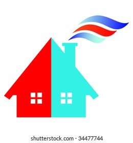 RED AND BLUE HOUSE 02 | VECTOR