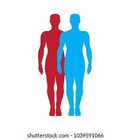 red and blue human silhouettes  