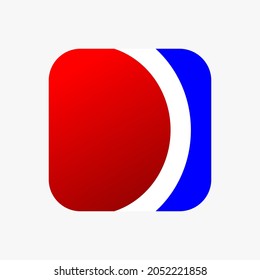 red blue icon letter d. Abstract business logo icon design template