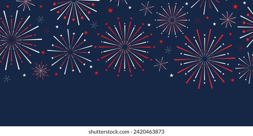 Red and blue independence of president day firework background design