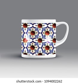 red and blue inlay work cup design