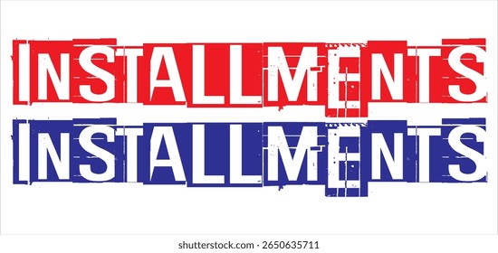 Red and blue INSTALLMENTS text vector, elegant free design.