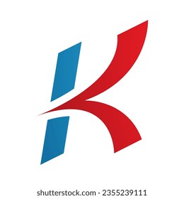 Red and Blue Italic Arrow Shaped Letter K Icon on a White Background