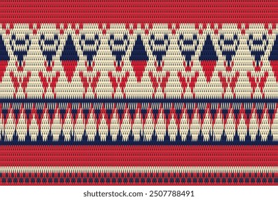 Red and blue knitted pattern, Christmas Seamless Pattern, Festive Sweater Design. Seamless Knitted Pattern traditional, tribal seamless, spring seamless pattern, Abstract Retro Scandinavian, Ethinic