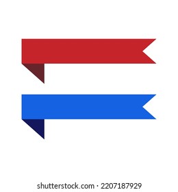 Red and blue label icon set. Ribbon. Vector.