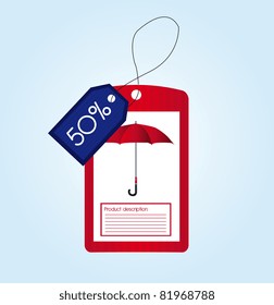 red and blue label product over blue background. vector