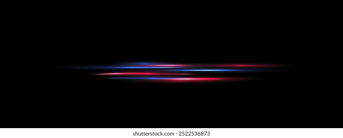 Red blue Laser beam, Glowing parallel light rays, Shine  abstract  banner with neon effect on black background  . Futuristic divider overlay eps png