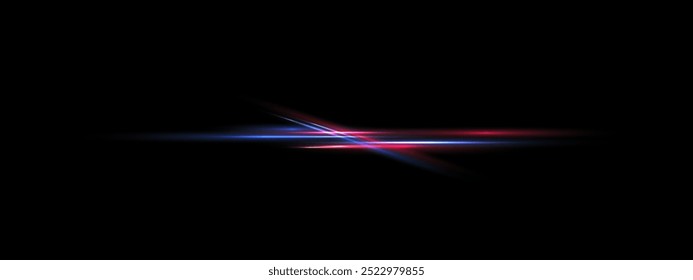 Red blue Laser beam, Glowing crossing and parallel lines, Shine light rays, neon abstract banner with on black background  . Futuristic divider overlay eps png