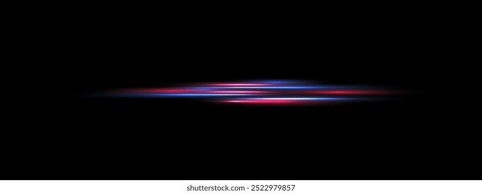 Red blue Laser beam, Glowing parallel light lines, Shine rays, neon abstract banner with on black background  . Futuristic divider overlay eps png