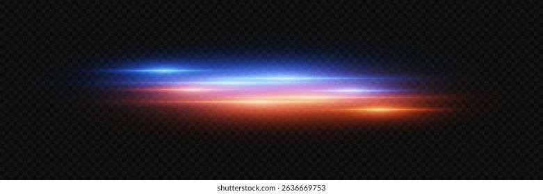 Red blue laser light effect. On a transparent background.