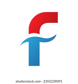 Red and Blue Letter F Icon with Spiky Waves on a White Background