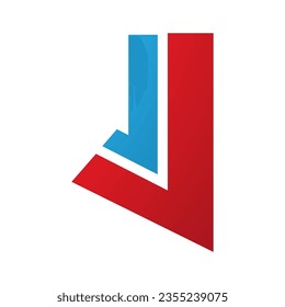 Red and Blue Letter J Icon with Straight Lines on a White Background