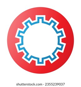 Red and Blue Letter O Icon with Castle Wall Pattern on a White Background