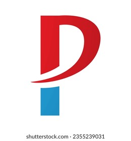Icono P de letra roja y azul con una punta puntiaguda en un fondo blanco