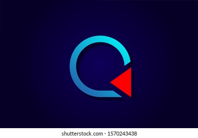 red and blue letter Q alphabet logo design icon for business. Suitable as a company logotype