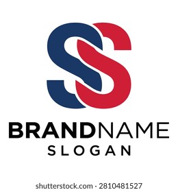 Red and blue letter S logo with brandname and slogan text icon