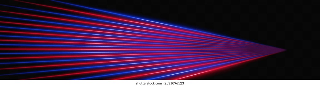 Red and blue light beams converging towards a point on a black background, creating a dynamic and futuristic effect.