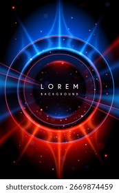 Efeito de círculo de luz vermelha e azul