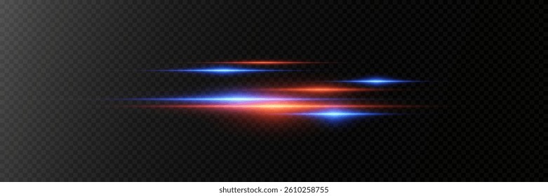 Red blue light effects flashes. Vector illustration.
