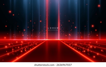Red and blue light rays with sparks