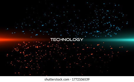 Red and blue light sparkle background. Futuristic Light Effect. Colorful Lens Flare. Star, Explosion and Electric Power Design. Vector illustration.