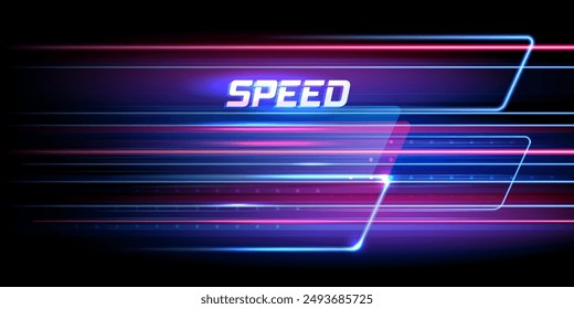 Red and Blue Light Trails, Long Time Exposure Motion Blur Effect, Vector Illustration