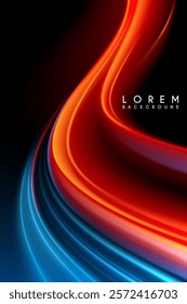 Red and blue light waves background