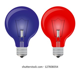 Red and blue lights bulb