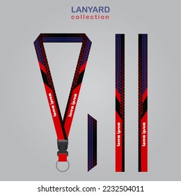 Red Blue Line Lanyard Template Set