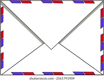 Red blue line. Mail envelope icon.  Thin and flat email on white background. Communication, Envelope vector illustration. indonesia envelope.