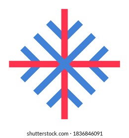 Red and blue  line vector illustration of snowflake. Good for icon, decoration, ornament