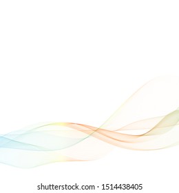 Red and blue lines in the form of a wave stream. Abstract wavy background of waves.