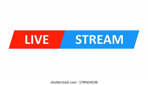 Red And Blue Live Stream Button For Creating A Channel, Blog, Or News Feed. Vector Illustration