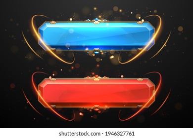 Red and blue magic buttons with light effect